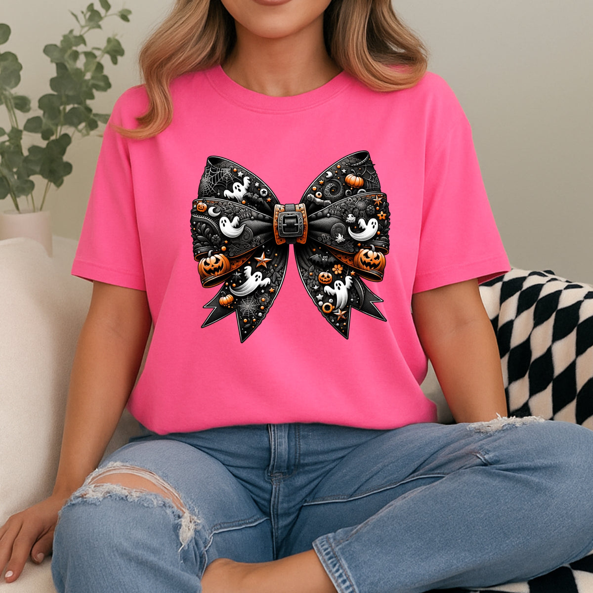 Ribbon Halloween Printed Comfort Colors T-Shirt 