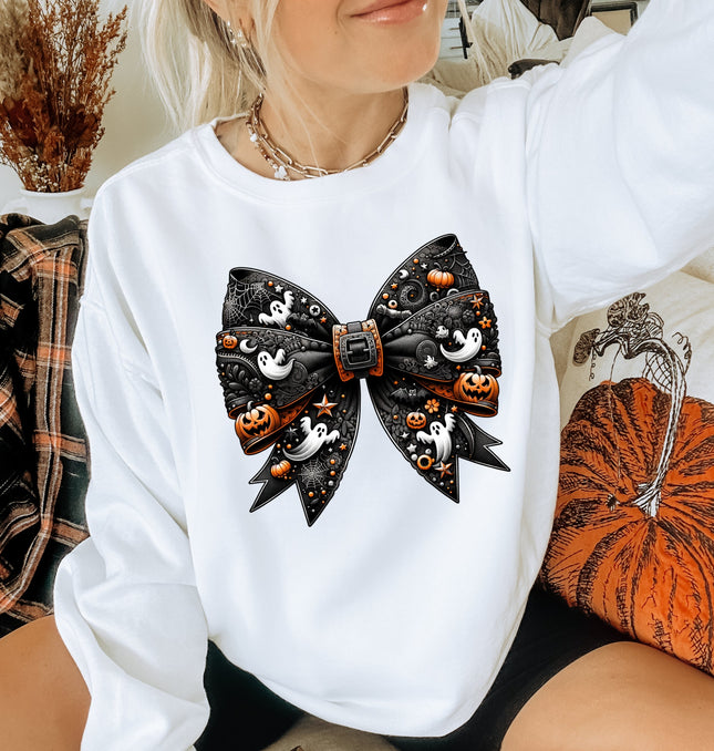 Ribbon Halloween Printed Crewneck Sweatshirt