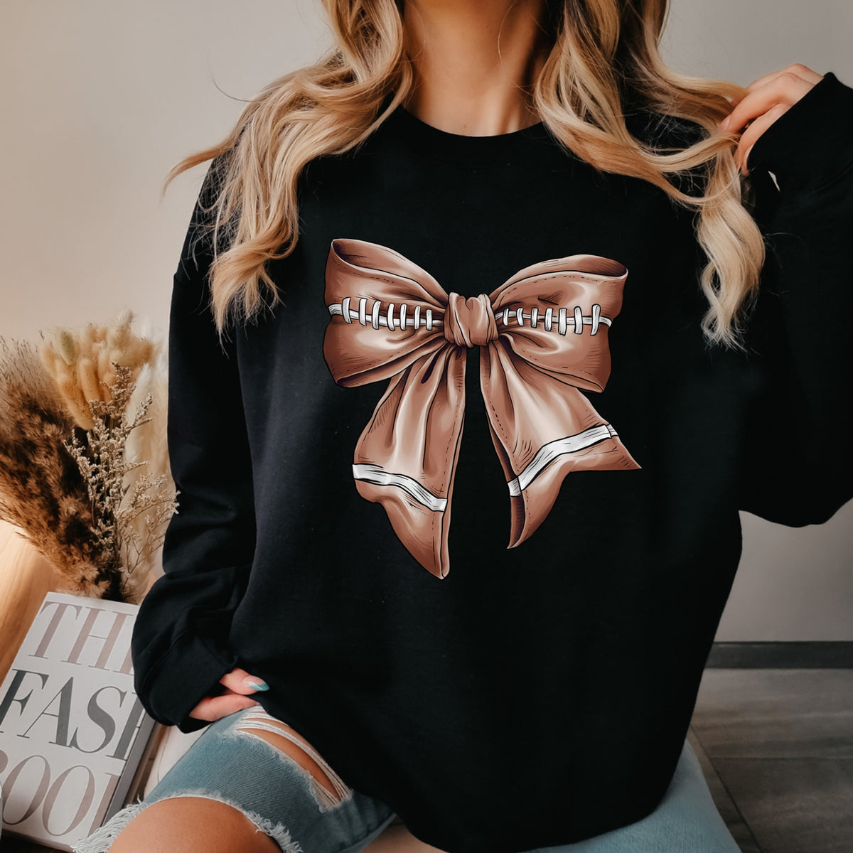 Coquette Football Bow - Adult Crewneck Sweatshirt