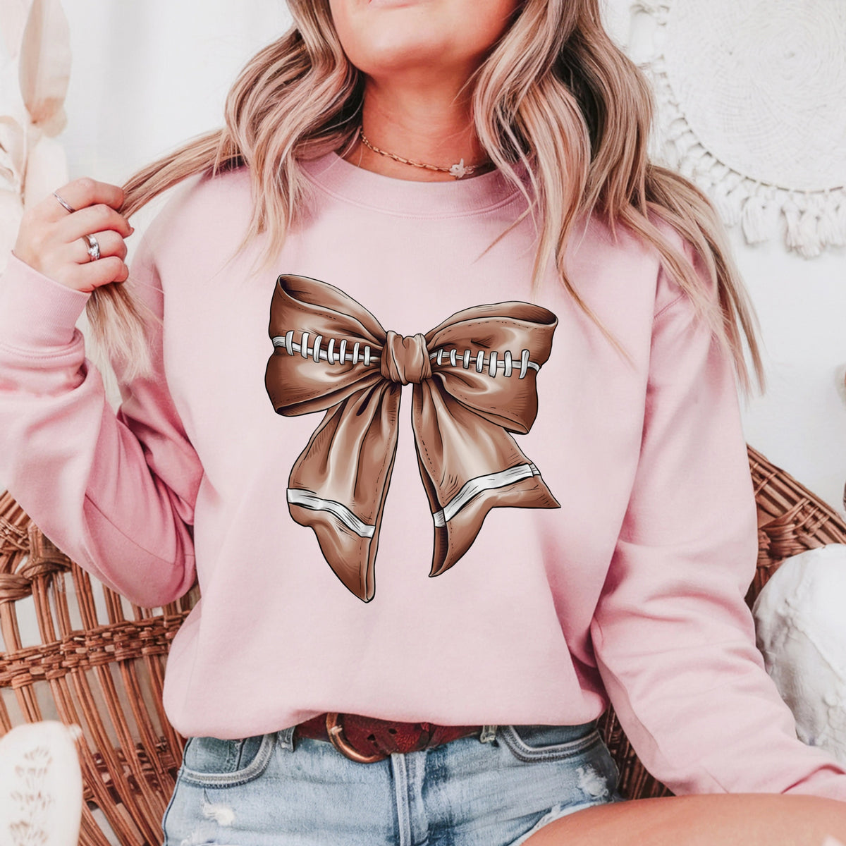 Coquette Football Bow - Adult Crewneck Sweatshirt