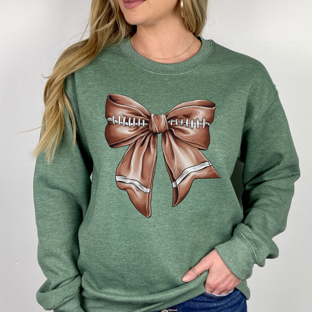 Coquette Football Bow - Adult Crewneck Sweatshirt