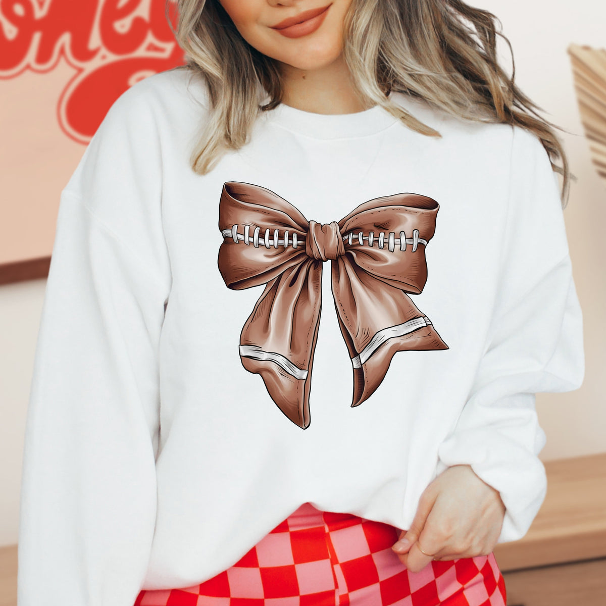 Coquette Football Bow - Adult Crewneck Sweatshirt
