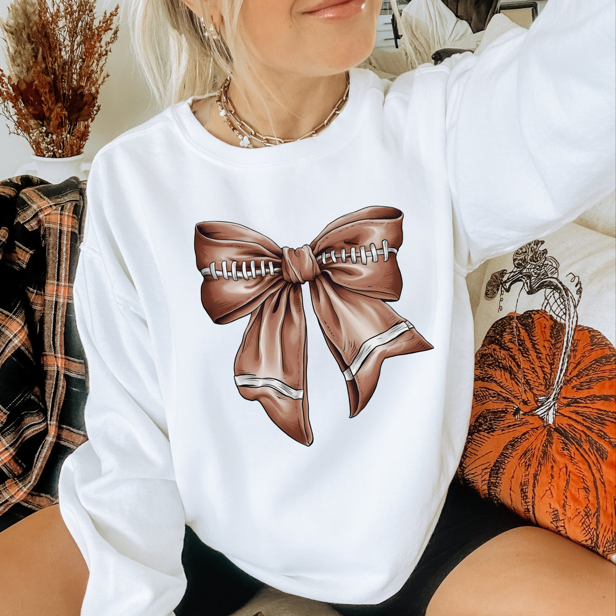 Coquette Football Bow - Adult Crewneck Sweatshirt