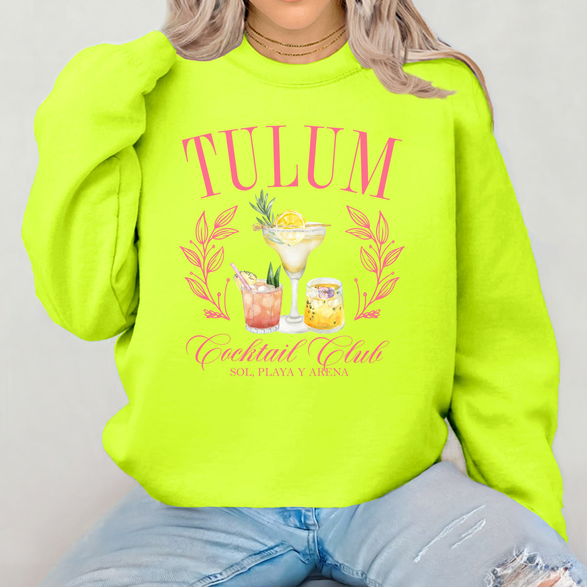 Tulum Cocktail Club - Adult Crewneck Sweatshirt