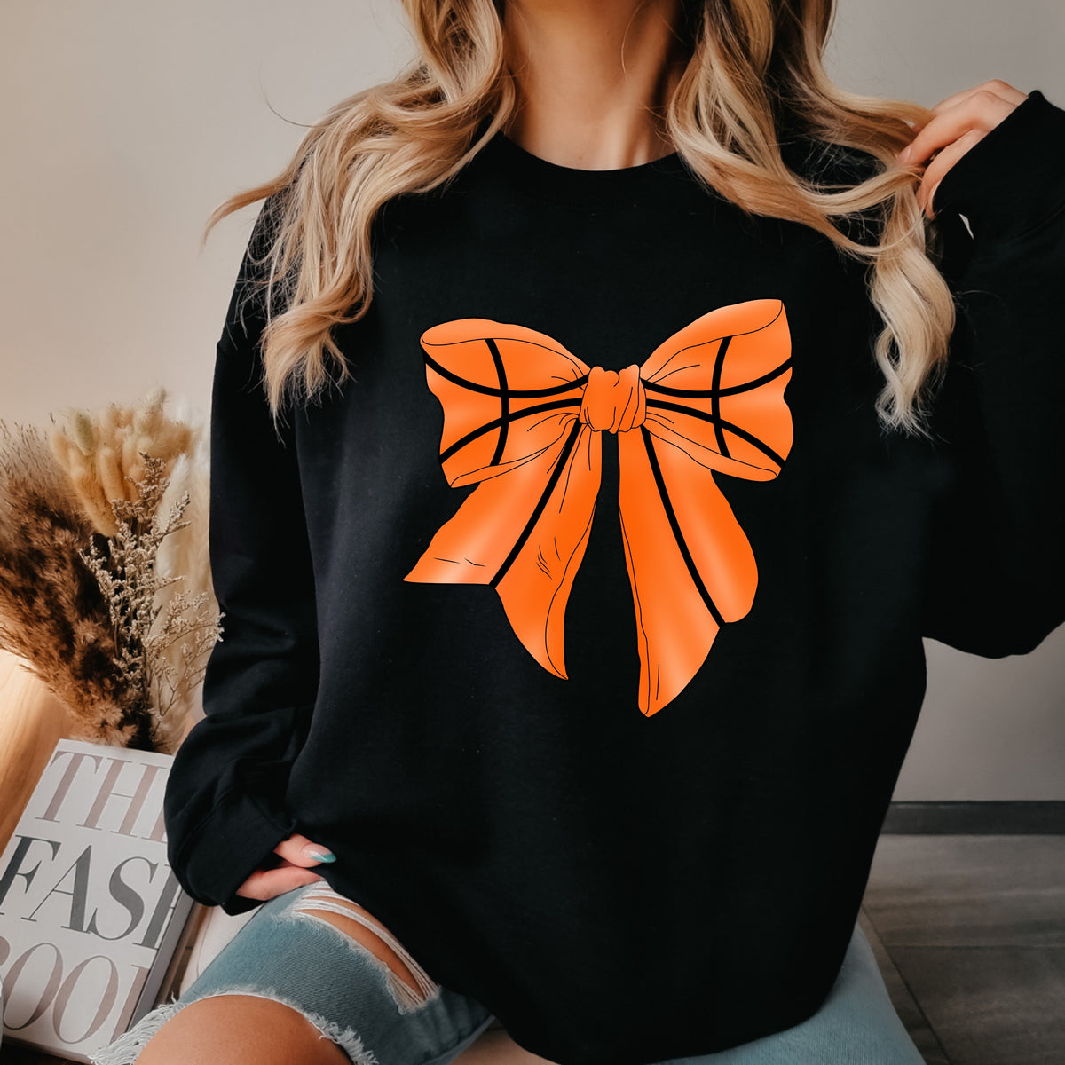 Coquette Basketball Bow - Adult Crewneck Sweatshirt