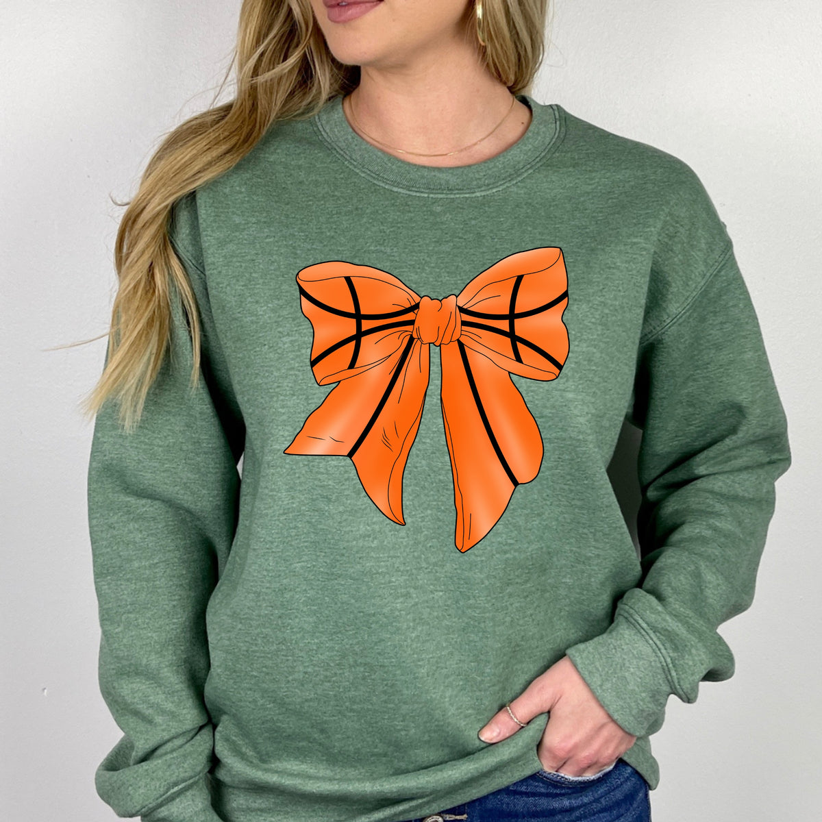 Coquette Basketball Bow - Adult Crewneck Sweatshirt