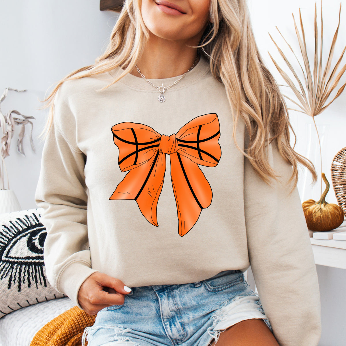 Coquette Basketball Bow - Adult Crewneck Sweatshirt
