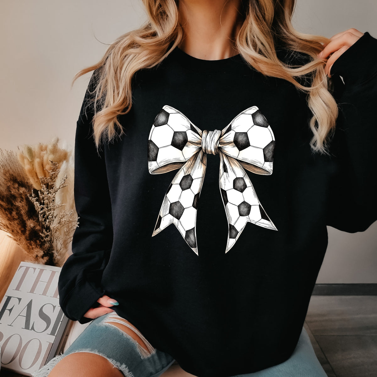 Coquette Soccer Bow - Adult Crewneck Sweatshirt