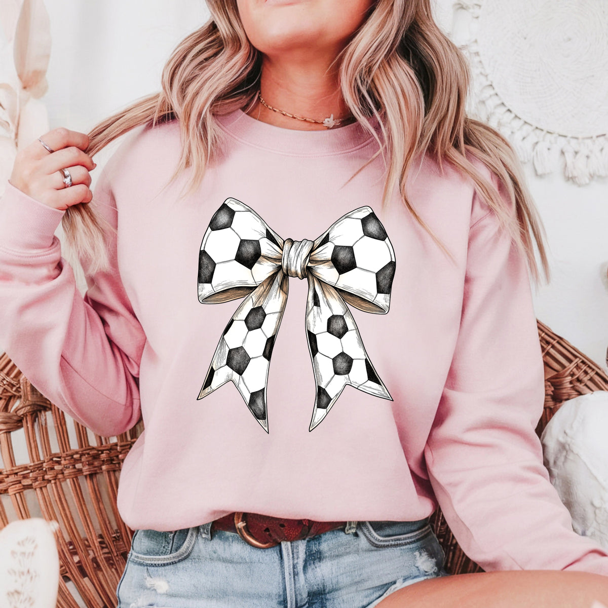 Coquette Soccer Bow - Adult Crewneck Sweatshirt