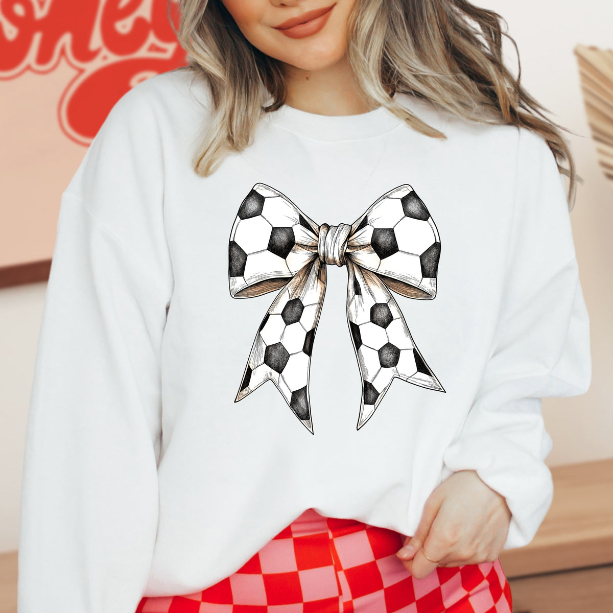 Coquette Soccer Bow - Adult Crewneck Sweatshirt