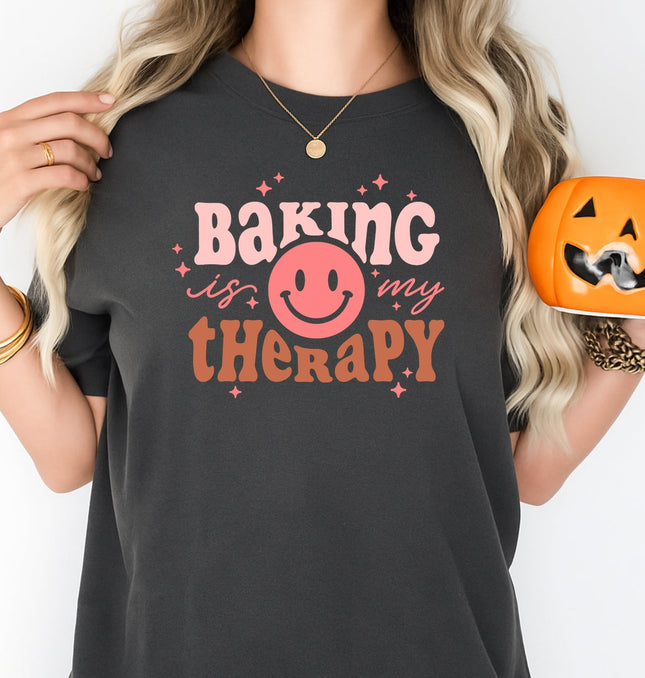 Baking Is My Therapy Printed Comfort Colors T-Shirt 
