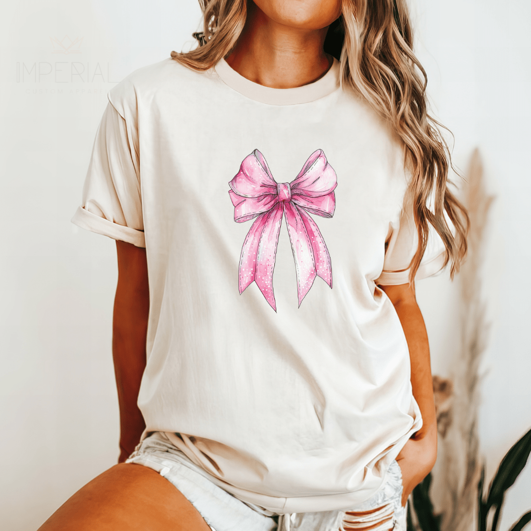 Coquette Pink Bow Watercolor Printed Comfort Colors T-Shirt - My Store