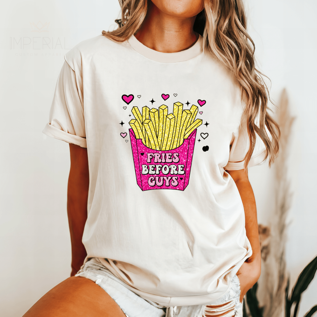 Fries Before Guys Valentines Printed Comfort Colors T-Shirt - My Store